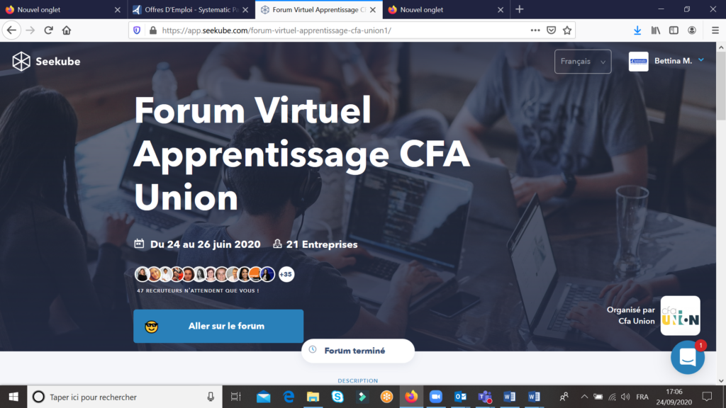 Forum victruel apprentissage CFA Union et Systematic